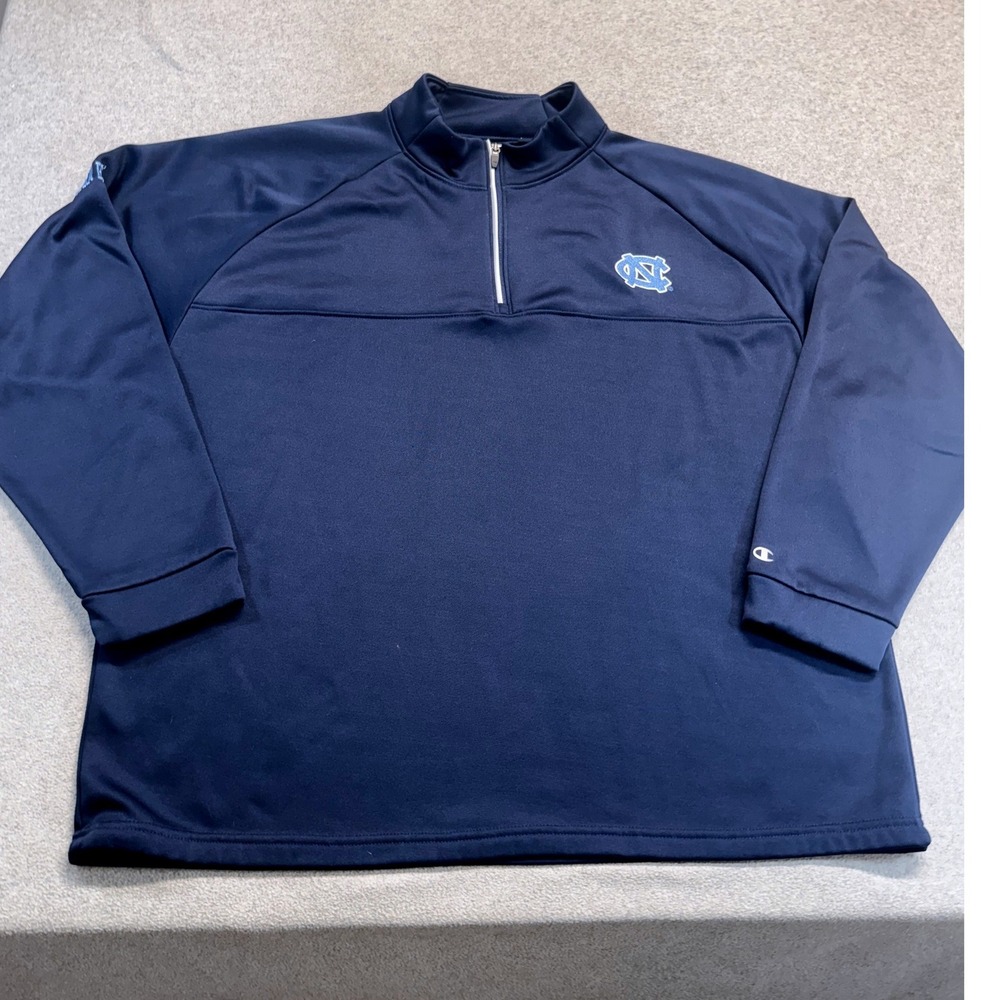 Champion UNC North Carolina Tar Heels 1/4 Zip Pullover Jacket Navy Blue Mens 2XL